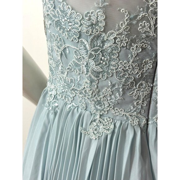 JJ’s House Cocktail Dress 4 Blue Green Lace Chiffon Pleats Sleeveless Party NWT - Picture 12 of 16